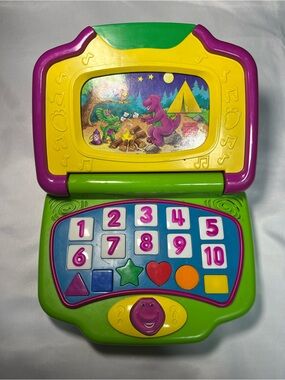 Vintage 2002 Barney Interactive Educational Laptop Learning Toy w/ 5 Discs Works